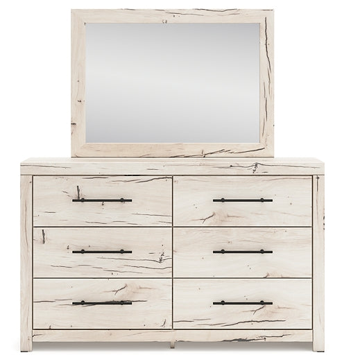 Lawroy Twin Panel Headboard with Mirrored Dresser, Chest and Nightstand