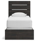 Hollivern Twin Panel Bed with Mirrored Dresser, Chest and Nightstand