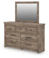 Rusticott Queen Panel Bed with Mirrored Dresser and Nightstand