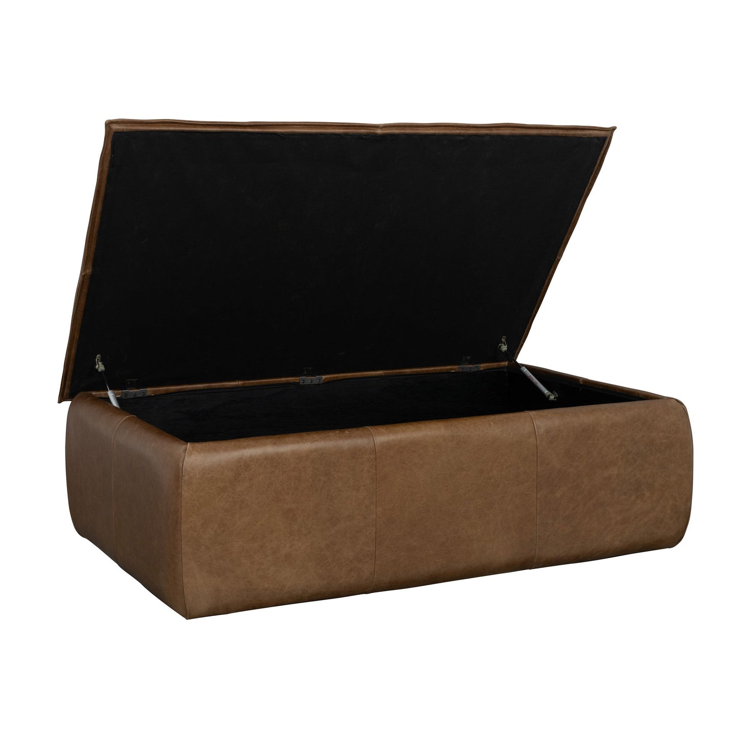 Crawford Chestnut Leather Rectangular Storage Ottoman