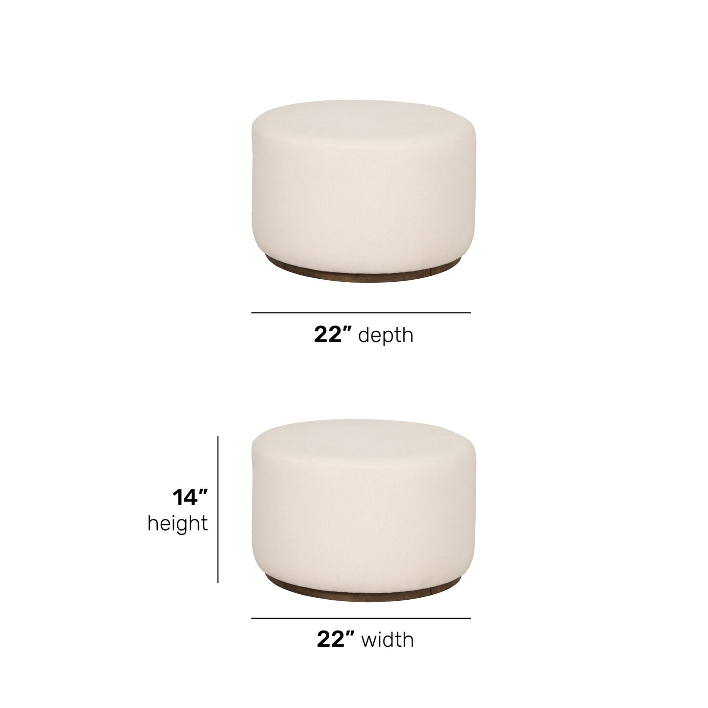 Lyra Ivory Fabric Pouf Ottoman
