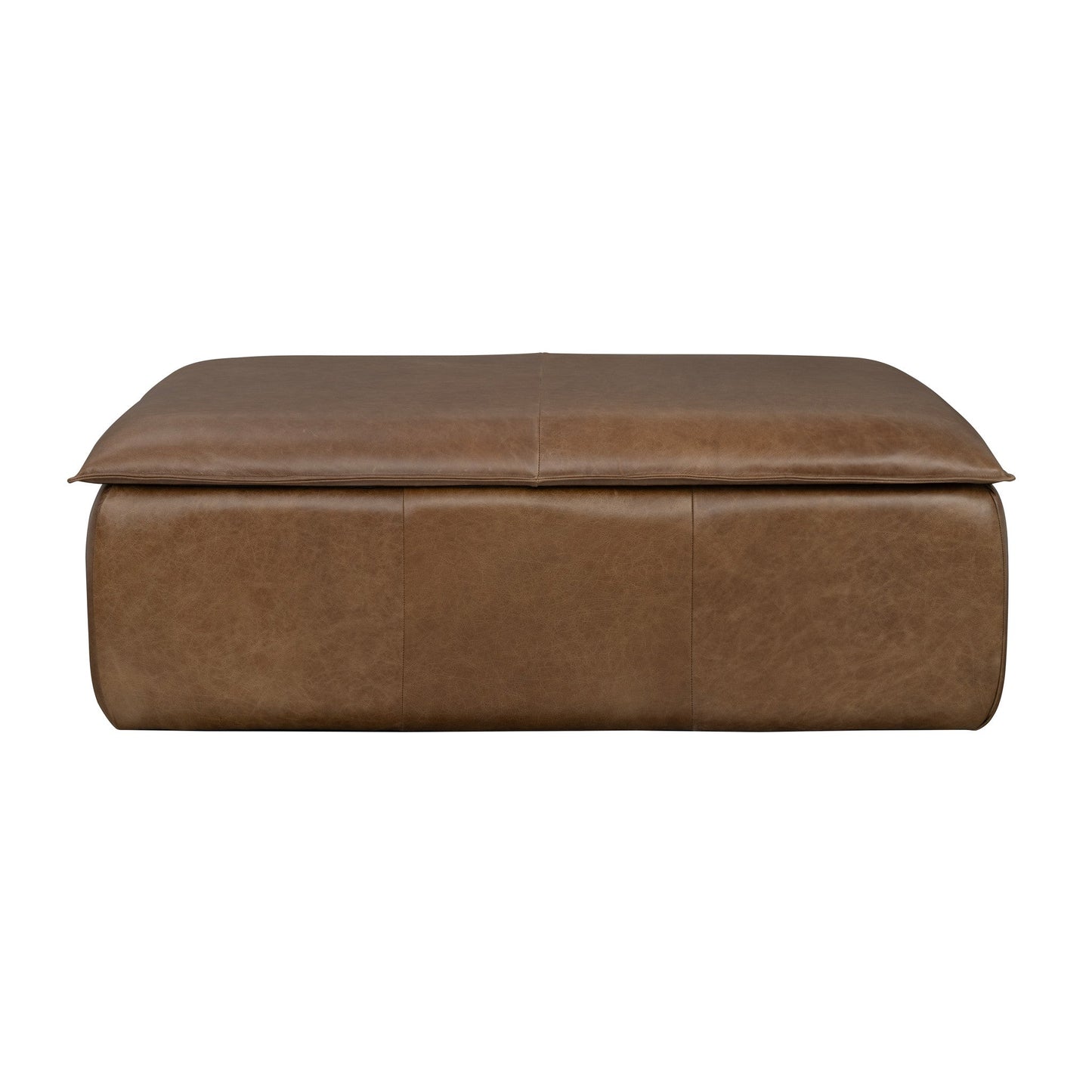 Crawford Chestnut Leather Rectangular Storage Ottoman