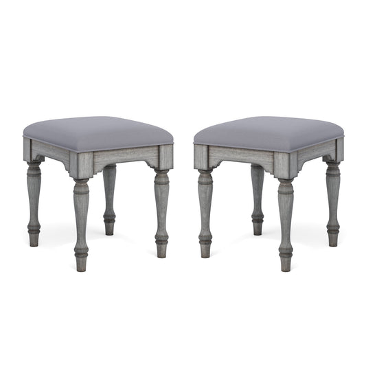 Plymouth Gray Pair of Ottomans
