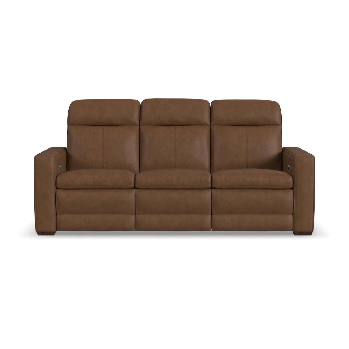Dutch Leather Power Reclining Sofa with Console, Power Headrest, & Lumbar