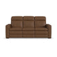 Dutch Leather Power Reclining Sofa with Console, Power Headrest, & Lumbar