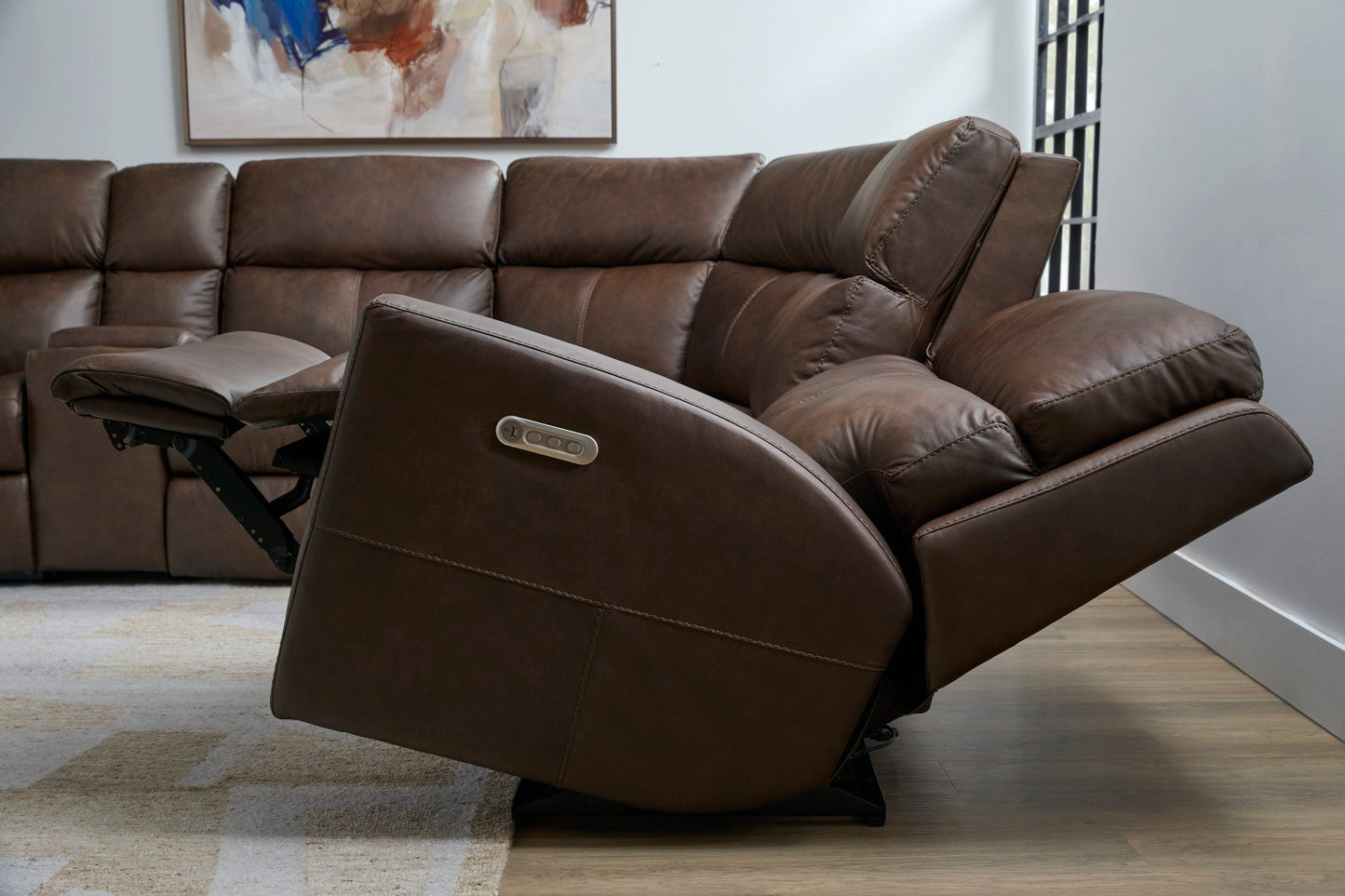 Score Leather Power Reclining Sectional with Power Headrest & Lumbar
