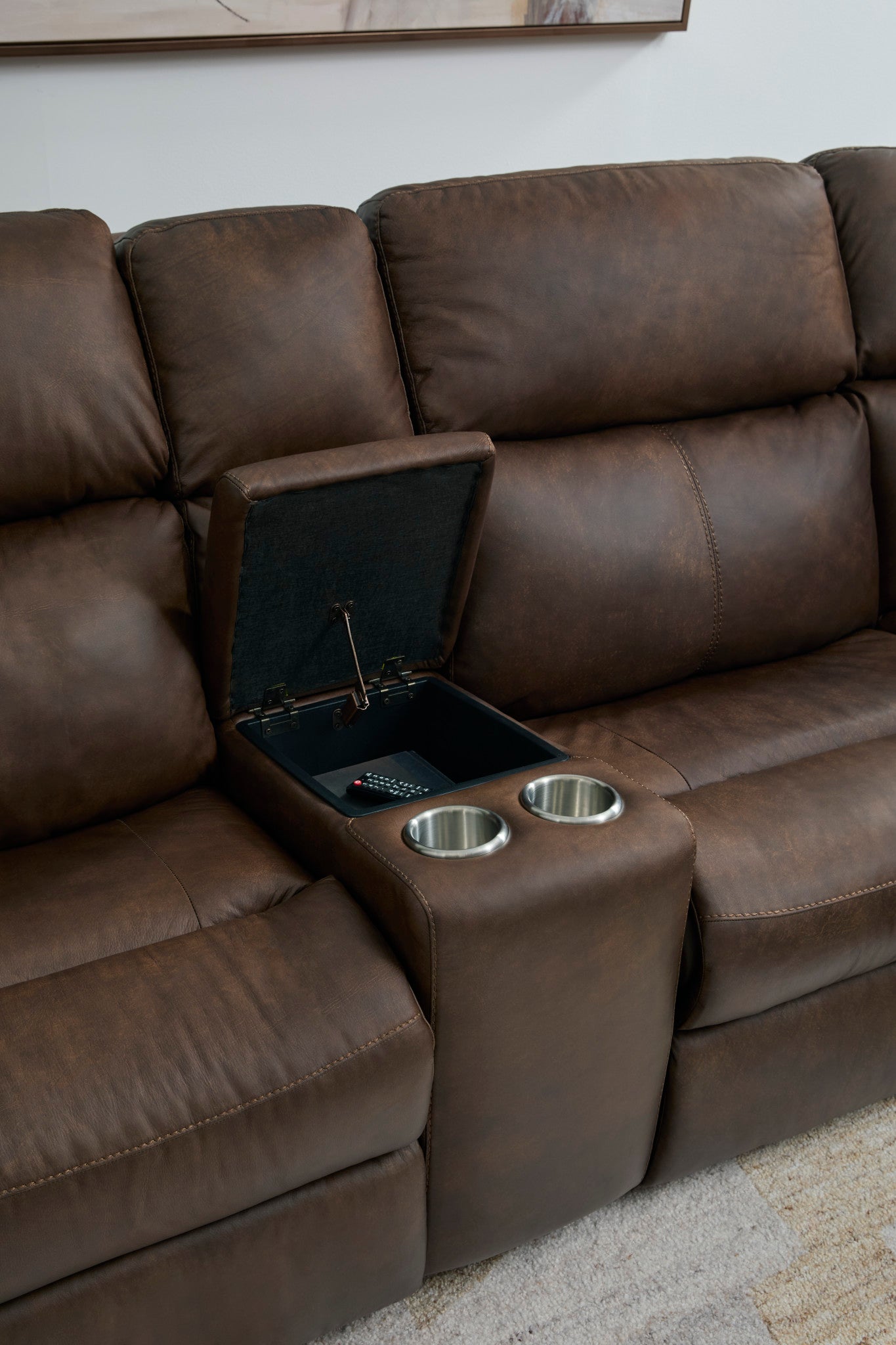 Score Leather Power Reclining Sectional with Power Headrest & Lumbar