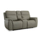 Sawyer Grey Leather Pwr Recl Loveseat w/ Console, Pwr Hdrsts, Lumbar