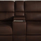 Henry Burnt Umber Leather Power Reclining Loveseat with Console & Power Headrests & Lumbar