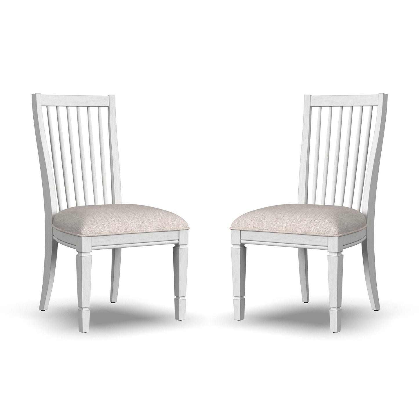 Melody White Fabric Pair of Upholstered Dining Chairs