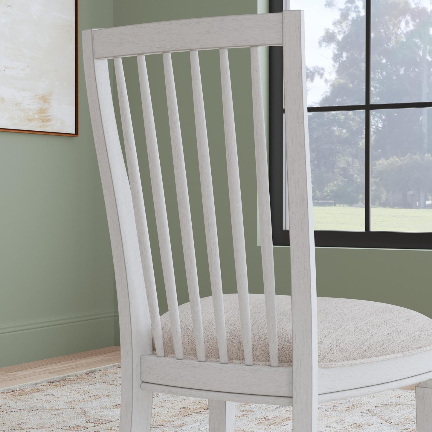 Melody White Fabric Pair of Upholstered Dining Chairs