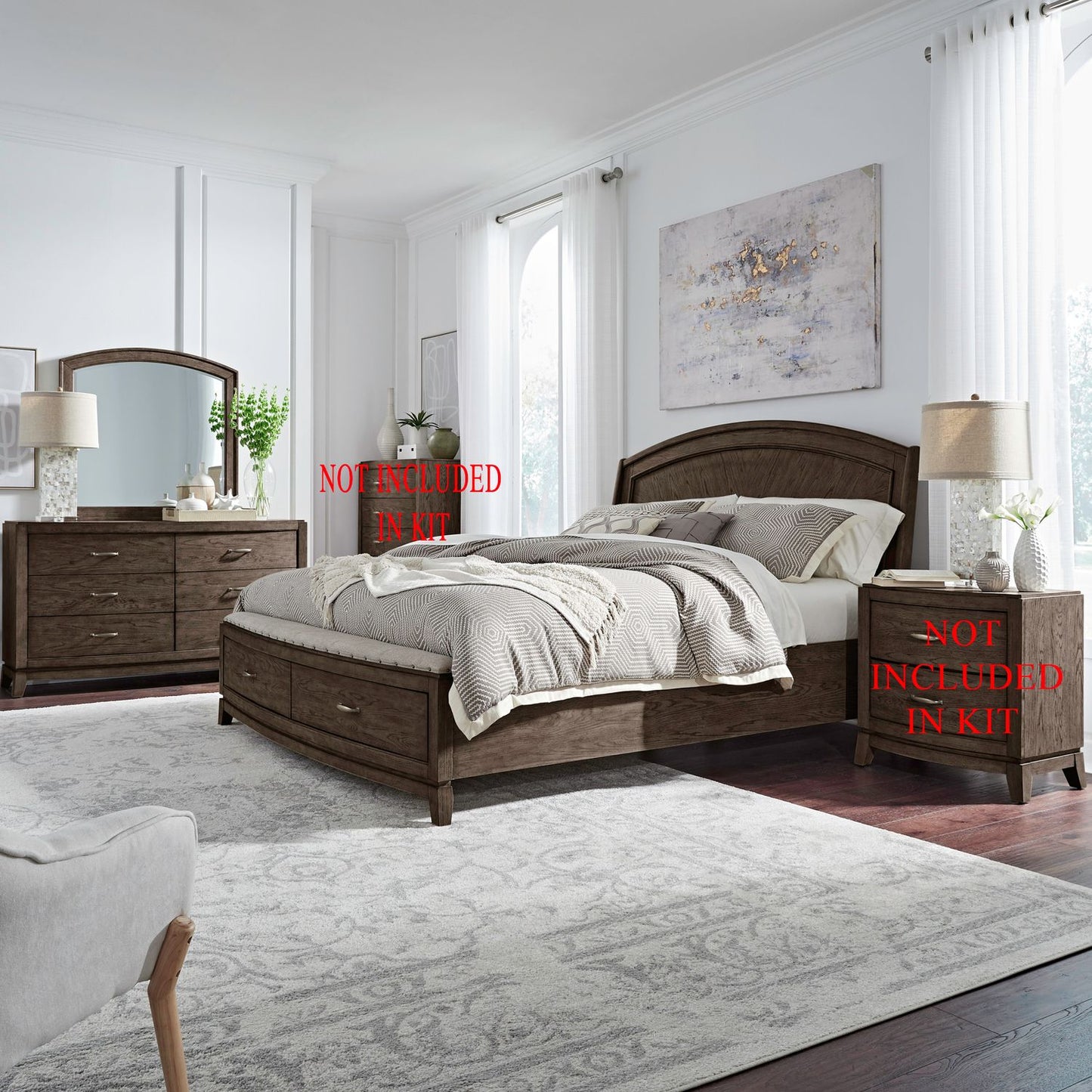 Queen Panel Storage Bed, Dresser & Mirror