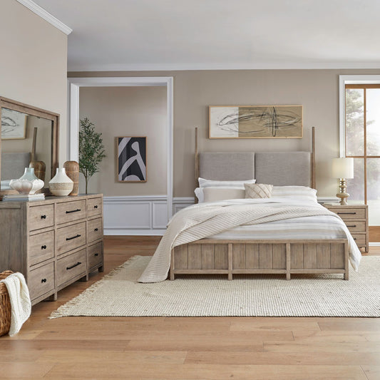 King Poster Bed, Dresser & Mirror, Night Stand