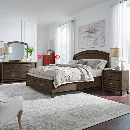 Queen Panel Storage Bed, Dresser & Mirror, Night Stand