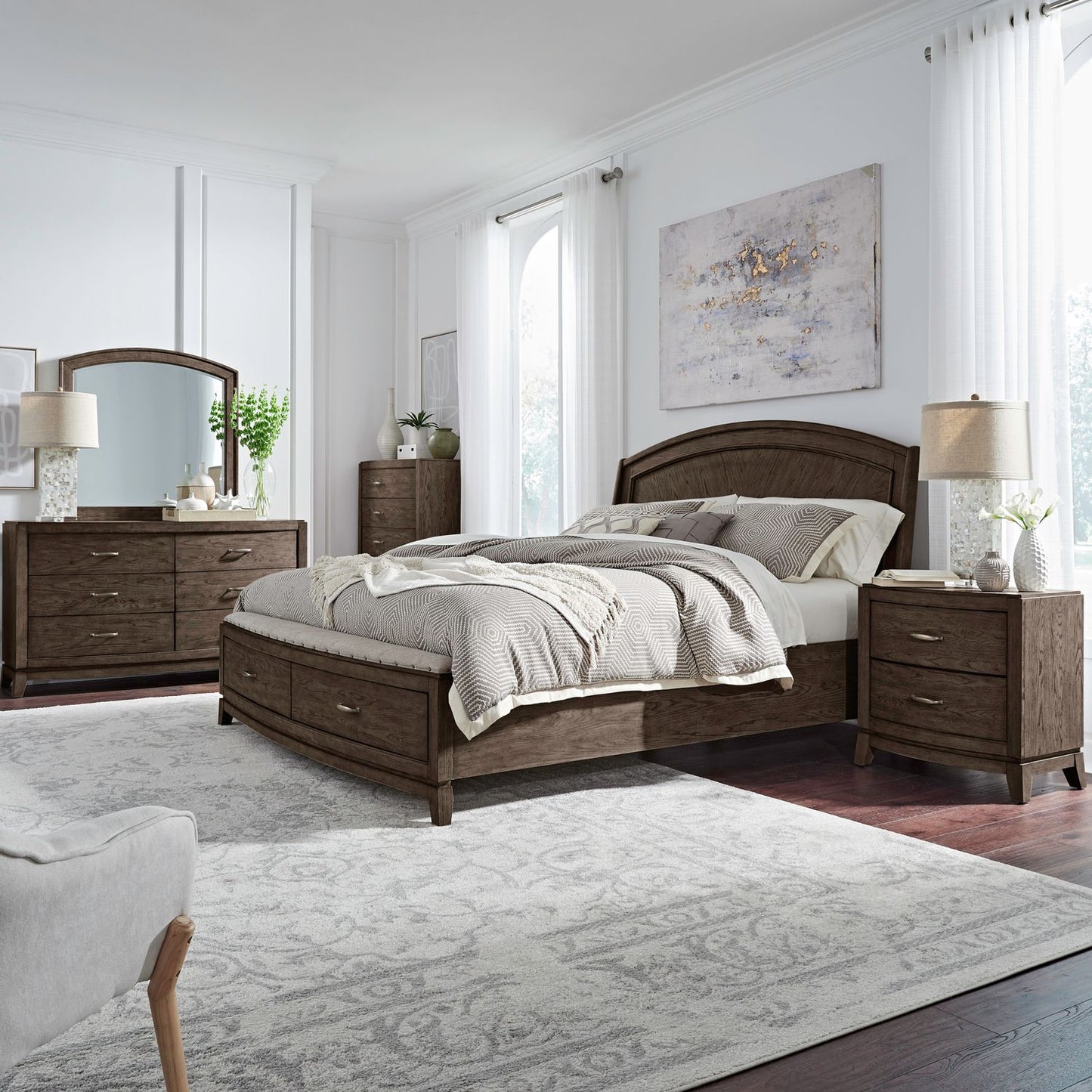 Queen Panel Storage Bed, Dresser & Mirror, Chest, Night Stand