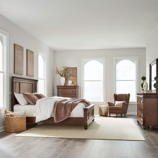 Queen Panel Bed, Dresser & Mirror, Chest