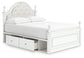 Kozlani Full Upholstered Panel Storage Bed, Dresser and Mirror