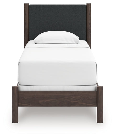 Pamytta Twin Upholstered Panel Bed, Dresser, Mirror, Chest and Nightstand