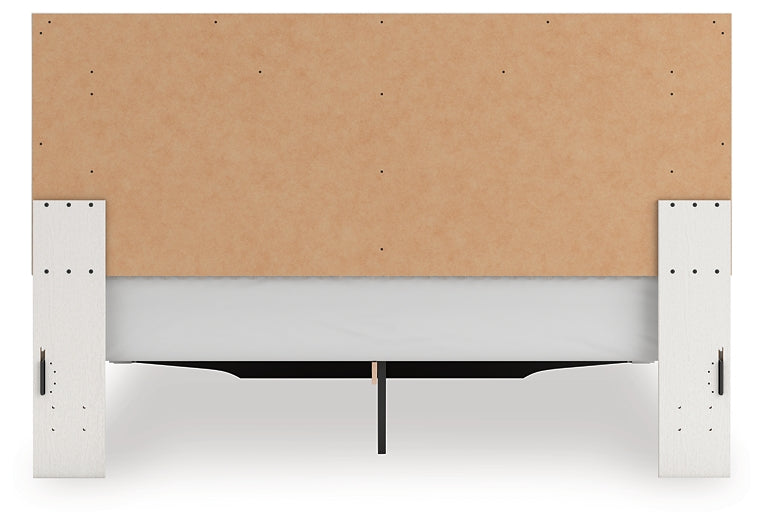 Zuraleus King Upholstered Panel Platform Storage Bed, Dresser and Mirror