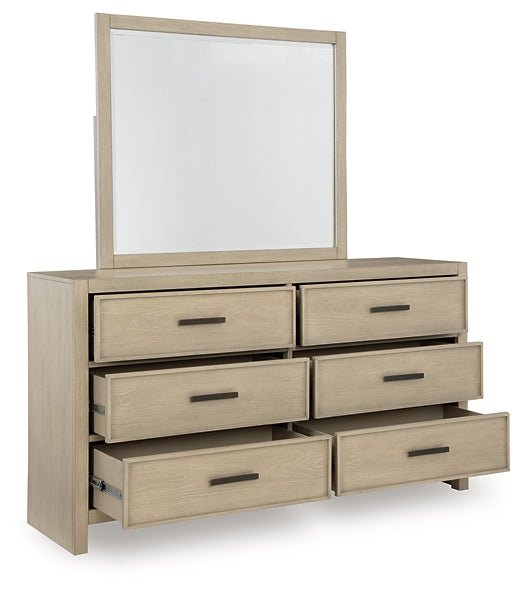 Calmoro California King Bookcase Bed with Mirrored Dresser