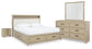 Calmoro California King Bookcase Bed with Mirrored Dresser and Nightstand