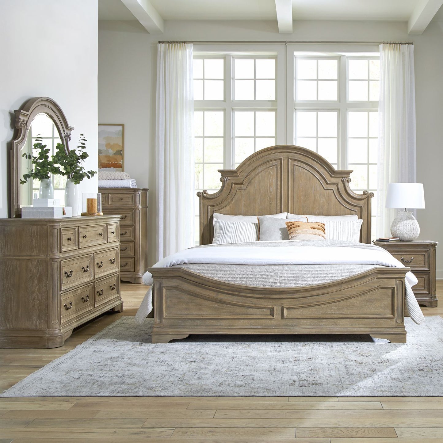 Queen Panel Bed, Dresser & Mirror, Chest, Night Stand