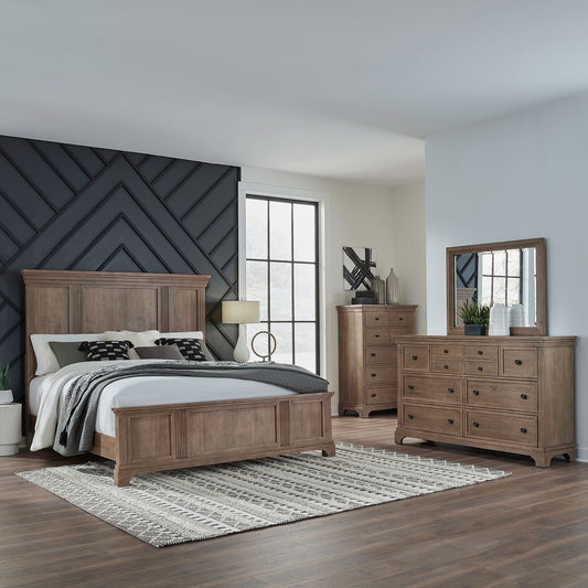 King California Panel Bed, Dresser & Mirror, Chest