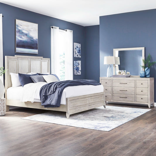 King Panel Bed, Dresser & Mirror