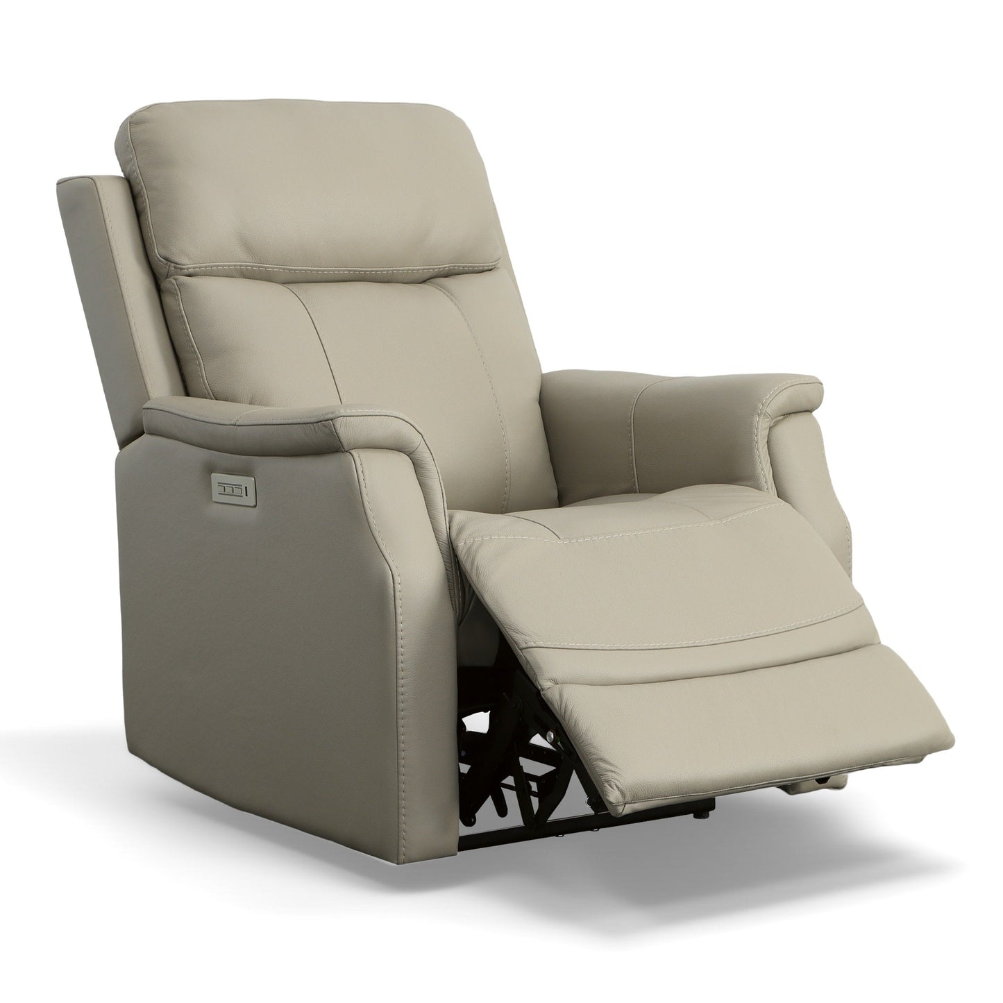 Easton Dove Leather Power Recliner with Power Headrest & Lumbar