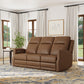 Maxwell Cedar Leather Power Reclining Sofa with Power Headrests and Lumbar