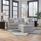 Flex Frost Fabric Sofa with Narrow Arm and Storage Ottoman
