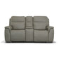Sawyer Grey Leather Pwr Recl Loveseat w/ Console, Pwr Hdrsts, Lumbar