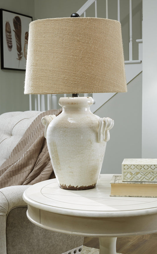 Signature Design by Ashley Emelda Ceramic Table Lamp - Vaughn Outlet Kankakee IL