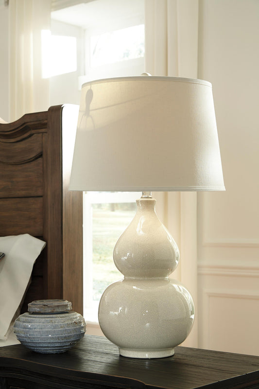 Signature Design by Ashley Saffi Ceramic Table Lamp - Vaughn Outlet Kankakee IL