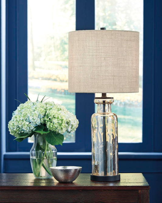 Signature Design by Ashley Laurentia Glass Table Lamp - Vaughn Outlet Kankakee IL