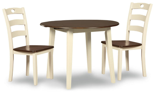 Signature Design by Ashley Woodanville Dining Table and 2 Chairs - Vaughn Outlet Kankakee IL