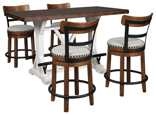 Signature Design by Ashley Valebeck Counter Height Dining Table and 4 Barstools - Vaughn Outlet Kankakee IL