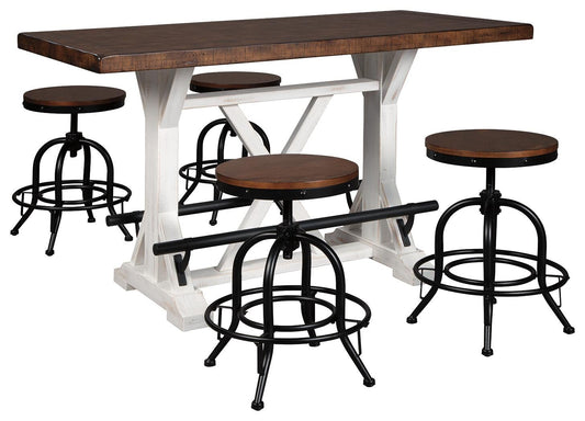Signature Design by Ashley Valebeck Counter Height Dining Table and 4 Barstools - Vaughn Outlet Kankakee IL