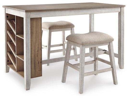 Signature Design by Ashley Skempton Counter Height Dining Table and 2 Barstools - Vaughn Outlet Kankakee IL