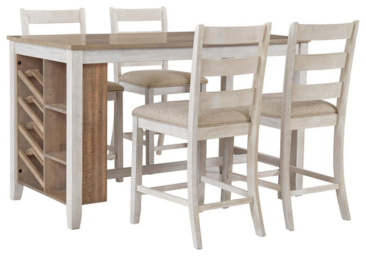 Signature Design by Ashley Skempton Counter Height Dining Table and 4 Barstools - Vaughn Outlet Kankakee IL