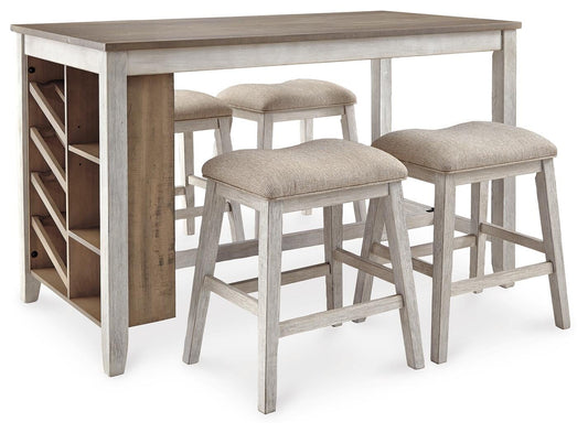 Signature Design by Ashley Skempton Counter Height Dining Table and 4 Barstools - Vaughn Outlet Kankakee IL