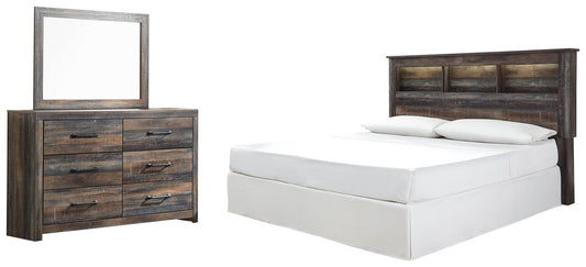 Signature Design by Ashley Drystan King/California King Bookcase Headboard Bed with Mirrored Dresser