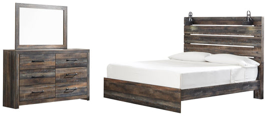 Signature Design by Ashley Drystan King Panel Bed with Mirrored Dresser - Vaughn Outlet Kankakee IL