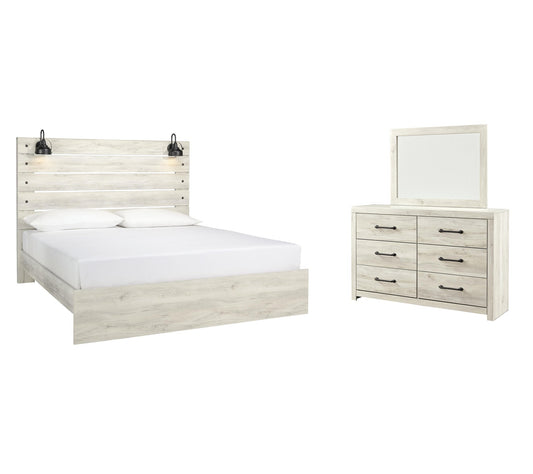 Signature Design by Ashley Cambeck King Panel Bed with Mirrored Dresser - Vaughn Outlet Kankakee IL