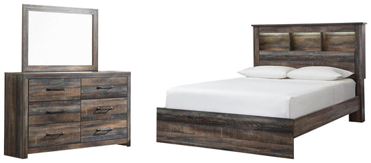 Signature Design by Ashley Drystan Queen Bookcase Bed with Mirrored Dresser - Vaughn Outlet Kankakee IL