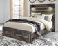 Drystan Queen Panel Bed with 2 Storage Drawers with Mirrored Dresser