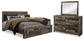 Derekson King Panel Bed with 2 Storage Drawers with Mirrored Dresser