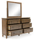 Sturlayne King Upholstered Panel Bed, Dresser, Mirror, Chest and Nightstand