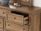 Vandenmore California King Panel Bed with Mirrored Dresser, Chest and Nightstand