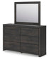 Delmorta King Panel Bed, Dresser, Mirror and Nightstand